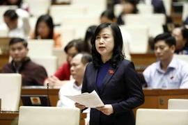 Bộ trưởng Bộ Y tế Đào Hồng Lan giải trình, làm rõ một số vấn đề đại biểu Quốc hội nêu. (Ảnh: An Đăng/TTXVN)