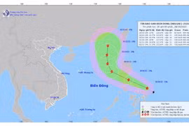 Vị trí và đường đi của bão Nalgae. (Nguồn: Trung tâm Dự báo Khí tượng Thủy văn Trung ương)