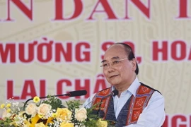 Chủ tịch nước Nguyễn Xuân Phúc phát biểu. (Ảnh: Thống Nhất/TTXVN)