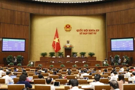 Quốc hội biểu quyết thông qua Nghị quyết ban hành Nội quy kỳ họp Quốc hội-sửa đổi. (Ảnh: Doãn Tấn/TTXVN)