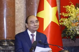 Chủ tịch nước Nguyễn Xuân Phúc phát biểu. (Ảnh: Thống Nhất/TTXVN)