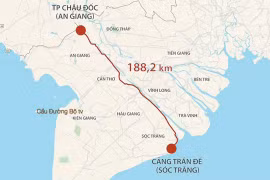 Dự án cao tốc Châu Đốc-Cần Thơ-Sóc Trăng có chiều dài hơn 188km. (Nguồn: báo Chính phủ)