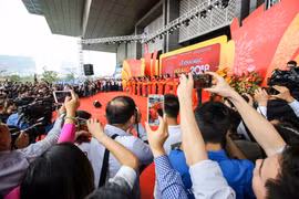 Các nhà báo tác nghiệp tại Hội báo toàn quốc 2018. (Ảnh: Minh Sơn/Vietnam+)