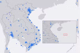 Facebook đã xóa tên Sansha (ảnh nhỏ) trên bản đồ Live. (Ảnh chụp màn hình: Vietnam+) 
