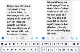 Nội dung tin nhắn đang được lan truyền trên Facebook Messenger. (Ảnh chụp màn hình)