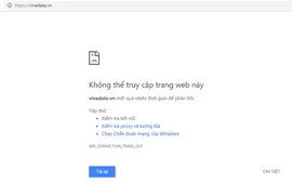 Một webiste của VNG bị ảnh hưởng bởi sự cố. (Ảnh chụp màn hình)