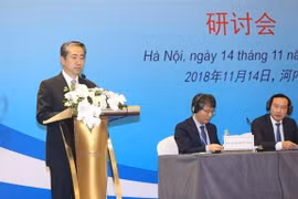 Đại sứ Trung Quốc tại Việt Nam Hùng Ba phát biểu tại hội thảo. (Ảnh: Dương Giang/TTXVN)
