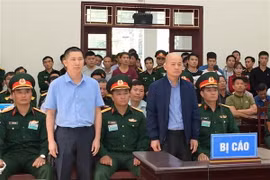 Bị cáo Đinh Ngọc Hệ (đứng, phải) và bị cáo Trần Văn Lâm nghe Hội đồng xét xử đọc bản tuyên án. (Ảnh: TTXVN)
