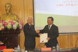 Lãnh đạo tỉnh mong muốn quan hệ hợp tác giữa Hyogo và Hà Nam ngày càng phát triển. (Ảnh: Nguyễn Thị Chinh/TTXVN)