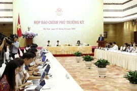 Quang cảnh buổi họp báo. (Ảnh: Văn Điệp/TTXVN)
