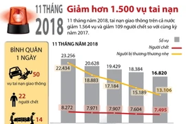 [Infographics] 11 tháng năm 2018, giảm hơn 1.500 vụ tai nạn