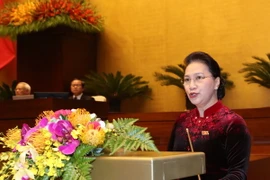 Chủ tịch Quốc hội Nguyễn Thị Kim Ngân phát biểu. (Ảnh: Trọng Đức/TTXVN)
