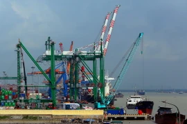 Tàu vào nhập hàng tại cảng Nam Hải-Đình Vũ trong Khu kinh tế Đình Vũ-Cát Hải. (Ảnh: Huy Hùng/TTXVN)