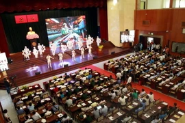 Quang cảnh Lễ phát động Tháng hành động về An toàn Vệ sinh lao động năm 2018. (Ảnh: Thanh Vũ/TTXVN)