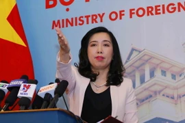 Người phát ngôn Bộ Ngoại giao Lê Thị Thu Hằng thông báo các hoạt động đối ngoại của Việt Nam trong thời gian tới và trả lời các câu hỏi được báo chí quan tâm. (Ảnh: Phương Hoa/TTXVN)