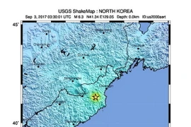 Bản đồ vị trí bãi thử hạt nhân Punggye-ri của Triều Tiên. (Nguồn: Yonhap/TTXVN)