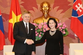 Thủ tướng Cộng hòa Slovakia H.E. Robert Fico hội kiến Chủ tịch Quốc hội Nguyễn Thị Kim Ngân. (Ảnh: Trọng Đức/TTXVN)