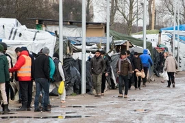 Người di cư tại trại tị nạn tạm Jungle ở Calais, miền bắc Pháp ngày 25/2. (Nguồn: AFP/TTXVN)