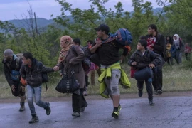 Người tị nạn Syria tìm cách vượt biên trái phép qua khu vực biên giới Hy Lạp-Macedonia. (Nguồn: AFP/TTXVN)