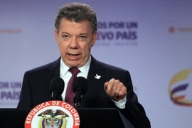 Tổng thống Colombia Juan Manuel Santos trong cuộc họp báo ở Bogota ngày 3/10. (Nguồn: EPA/TTXVN)