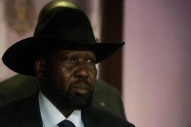 Tổng thống Nam Sudan Salva Kiir trong cuộc họp báo ở Juba ngày 8/7. (Nguồn: AFP/TTXVN)