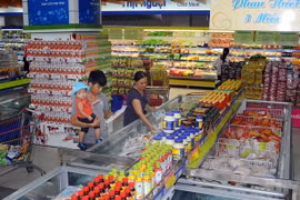 Hàng Việt trong một siêu thị trong nước. (Nguồn: TTXVN)