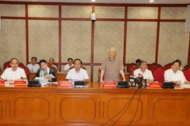 Tổng Bí thư Nguyễn Phú Trọng phát biểu tại buổi họp. (Ảnh : Trí Dũng/TTXVN)