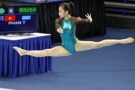VĐV Phan Thị Hà Thanh thi đấu nội dung thể dục tự do tại SEA Games 28. (Ảnh: Quốc Khánh/TTXVN)