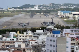 Một căn cứ quân sự của lính thủy quân đánh bộ Mỹ ở Ginowa, tỉnh Okinawa. (Nguồn: AFP/TTXVN)