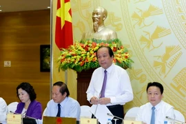 Bộ trưởng, Chủ nhiệm Văn phòng Chính phủ Mai Tiến Dũng phát biểu tại buổi họp báo. (Ảnh: An Đăng/TTXVN)