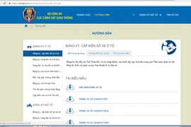 Trang Web hướng dẫn đăng ký ôtô, xe máy