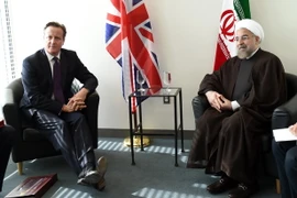Thủ tướng Anh David Cameron (trái) và Tổng thống Iran Hassan Rouhani trong cuộc gặp bên lề khóa họp Đại hội đồng LHQ ở New York năm 2014. (Nguồn: AFP/TTXVN)