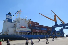 Tàu 20.000 tấn cập cảng Chu Lai-Trường Hải. (Ảnh: Nguyễn Sơn/Vietnam+)