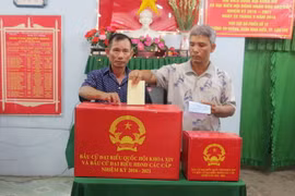 Cử tri thành phố Cần Thơ bỏ phiếu bầu cử đại biểu Quốc hội khóa XIV và đại biểu HĐND các cấp nhiệm kỳ 2016-2021. (Ảnh: Ngọc Thiện/TTXVN)