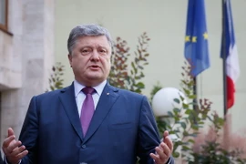 Tổng thống Ukraine Petro Poroshenko trong cuộc họp báo tại Kiev ngày 15/7. (Nguồn: EPA/TTXVN)
