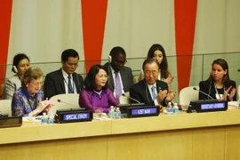 Phó Chủ tịch nước Đặng Thị Ngọc Thịnh phát biểu tại Cuộc họp cấp cao. (Ảnh: Lâm Khánh/TXVN)