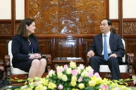 Chủ tịch nước Trần Đại Quang tiếp bà Monica Whaley, Chủ tịch Liên minh doanh nghiệp Mỹ-APEC nhân chuyến thăm và làm việc tại Việt Nam. (Ảnh: Nhan Sáng/TTXVN)