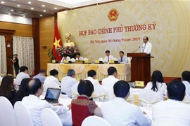 Quang cảnh buổi họp báo. (Ảnh: Văn Điệp/TTXVN)