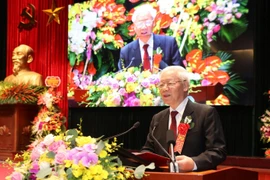 Tổng Bí thư, Chủ tịch nước Nguyễn Phú Trọng phát biểu tại Lễ kỷ niệm. (Ảnh: Trí Dũng/TTXVN)