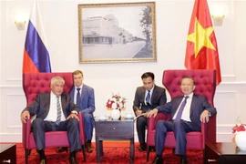 Đại tướng Tô Lâm, Bộ trưởng Bộ Công an tiếp Bộ trưởng Bộ Nội vụ Liên bang Nga Kolokoltsev Vladimir Aleksandrovich. (Ảnh: TTXVN)