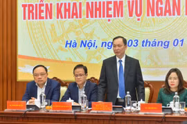 Ông Đào Minh Tú - Phó Thống đốc Ngân hàng Nhà nước phát biểu tại buổi họp báo. (Ảnh: PV/Vietnam+)