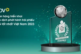 BIDV được vinh danh ngân hàng triển khai giao dịch phát hành trái phiếu ESG tốt nhất Việt Nam năm 2023. (Ảnh: Vietnam+)