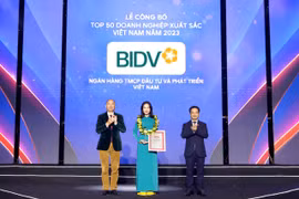 Đại diện BIDV nhận giải từ Ban tổ chức. (Ảnh: PV/Vietnam+)