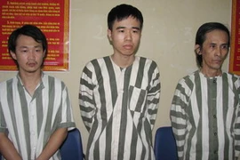 Từ trái qua phải: Lâm Dương Hiểu, Nguyễn Tăng Trường, Tống Anh Hoàng. (Ảnh: Thế Vinh/TTXVN)