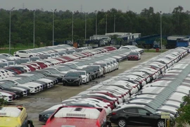 Xe ôtô thành phẩm tại Khu phức hợp sản xuất và lắp ráp ôtô Chu Lai-Trường Hải (Quảng Nam). (Ảnh: Đỗ Trưởng/TTXVN)
