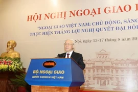 Tổng Bí thư Nguyễn Phú Trọng phát biểu chỉ đạo Hội nghị. (Ảnh: Trí Dũng/TTXVN)