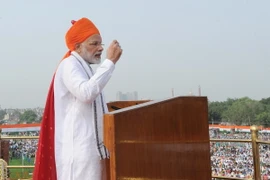 Thủ tướng Ấn Độ Narendra Modi trong bài phát biểu nhân dịp kỷ niệm 72 năm Ngày Độc lập. (Nguồn: THX/TTXVN)