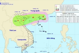 Bản đồ đường đi của cơn bão số 4. (Ảnh: TTXVN phát)