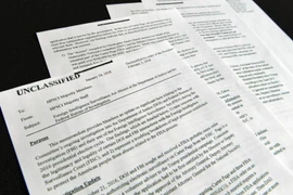 Ủy ban Tình báo Hạ viện Mỹ công bố một báo cáo mật (trong ảnh) cáo buộc FBI và Bộ Tư pháp đã lạm dụng quyền lực trong quá trình điều tra chiến dịch tranh cử của Tổng thống Trump. (Nguồn: AP/TTXVN)