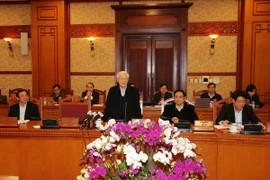 Tổng Bí thư Nguyễn Phú Trọng phát biểu kết luận cuộc họp. (Ảnh: Trí Dũng/TTXVN)